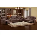 EBELLO brown vintage rivet faux leather set with a recliner chair and two 3-seat couches