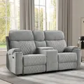 EBELLO grey fabric power reclining loveseat with USB-C charging and storage console