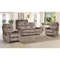 EBELLO brown vintage rivet set with two power massage recliners and a three-seat manual sofa